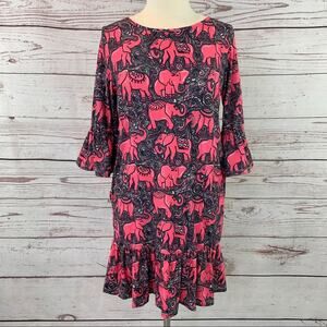 Simply Southern pink elephant bell sleeve ruffle